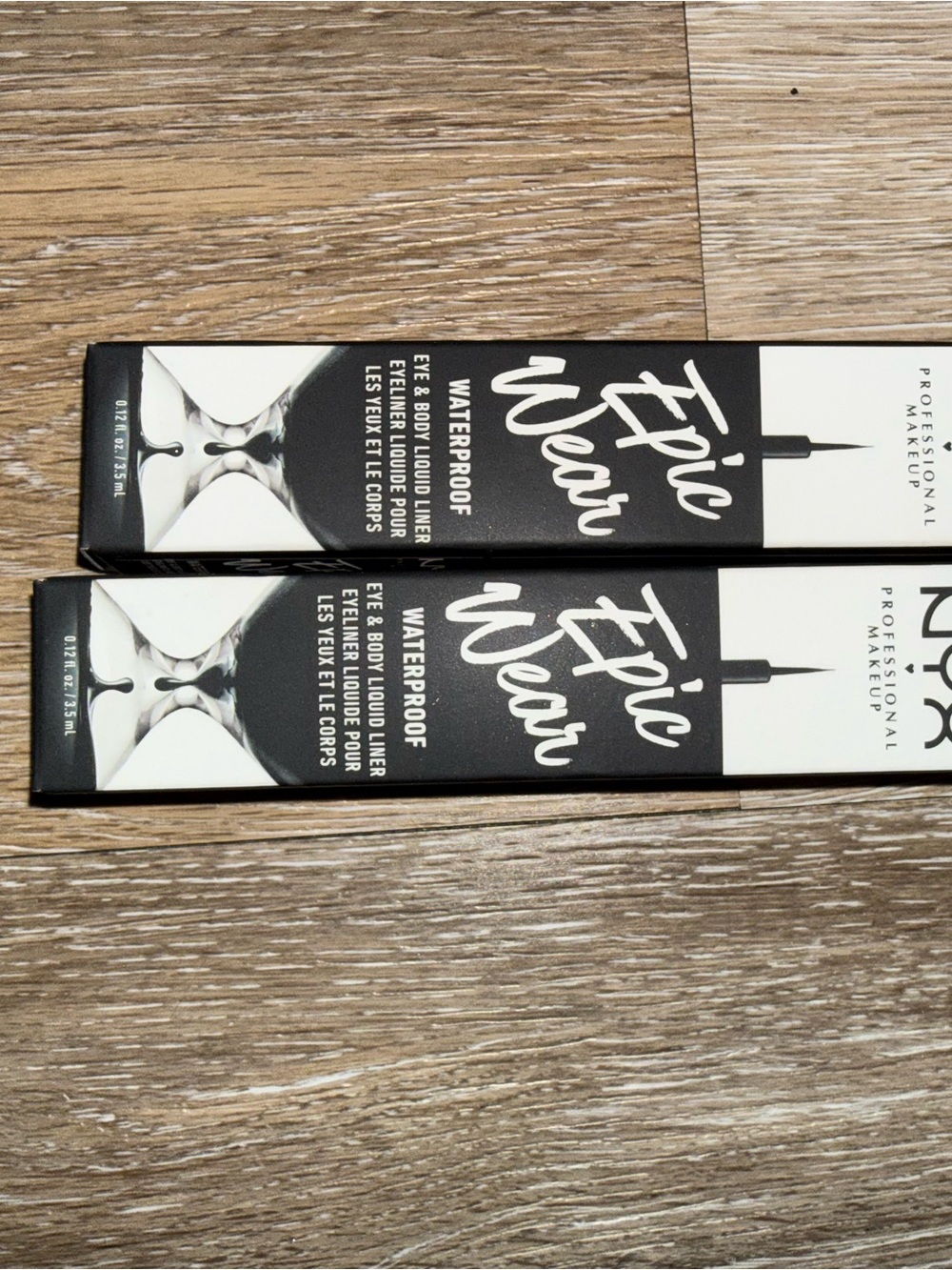 NYX Epic Wear Waterproof Liquid Eyeliner - Black and White Packaging bundle of 2